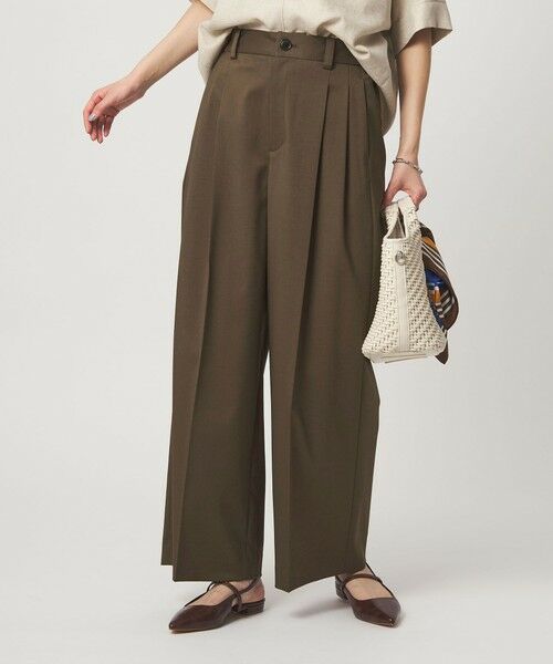 green label relaxing / グリーンレーベル リラクシング スラックス・ドレスパンツ | ［size SHORT/TALLあり］ツイル イージー ワイド パンツ（DK.BROWN）