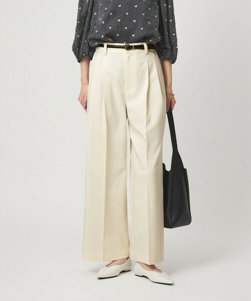 green label relaxing / グリーンレーベル リラクシング スラックス・ドレスパンツ | ［size SHORT/TALLあり］ツイル イージー ワイド パンツ オフホワイト | 詳細1