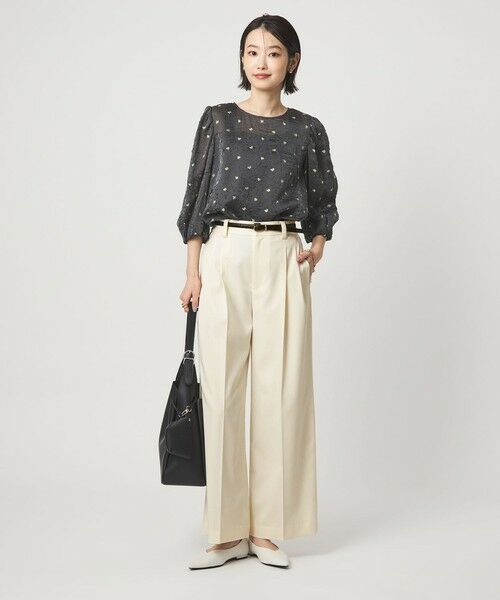 green label relaxing / グリーンレーベル リラクシング スラックス・ドレスパンツ | ［size SHORT/TALLあり］ツイル イージー ワイド パンツ オフホワイト | 詳細2