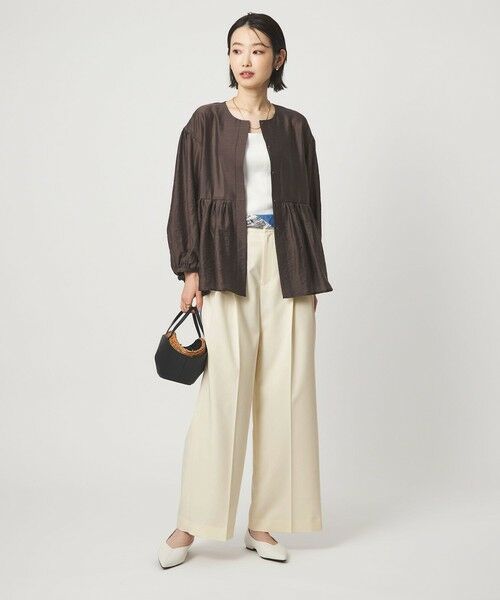 green label relaxing / グリーンレーベル リラクシング スラックス・ドレスパンツ | ［size SHORT/TALLあり］ツイル イージー ワイド パンツ オフホワイト | 詳細3