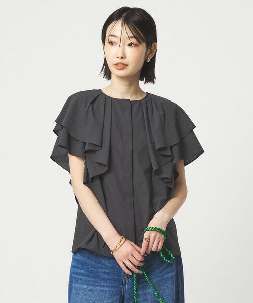 green label relaxing / グリーンレーベル リラクシング シャツ・ブラウス | Breeze Cool  ラッフル ブラウス マシンウォッシャブル 吸水速乾 通気性 UVカット | 詳細12