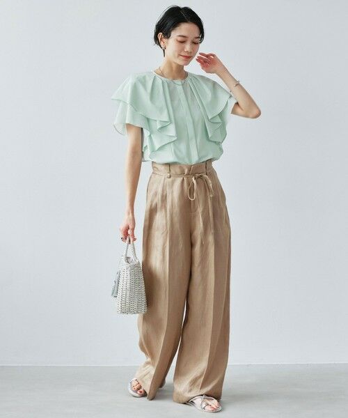 green label relaxing / グリーンレーベル リラクシング シャツ・ブラウス | Breeze Cool  ラッフル ブラウス マシンウォッシャブル 吸水速乾 通気性 UVカット | 詳細15