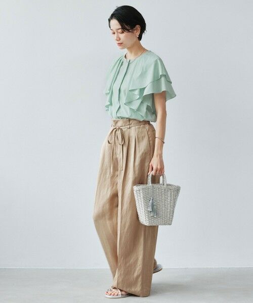 green label relaxing / グリーンレーベル リラクシング シャツ・ブラウス | Breeze Cool  ラッフル ブラウス マシンウォッシャブル 吸水速乾 通気性 UVカット | 詳細16