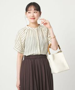 green label relaxing / グリーンレーベル リラクシング シャツ・ブラウス | スタンド ストライプ ブラウス