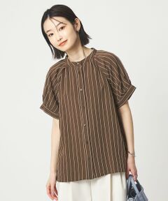 green label relaxing / グリーンレーベル リラクシング シャツ・ブラウス | スタンド ストライプ ブラウス