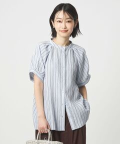 green label relaxing / グリーンレーベル リラクシング シャツ・ブラウス | スタンド ストライプ ブラウス