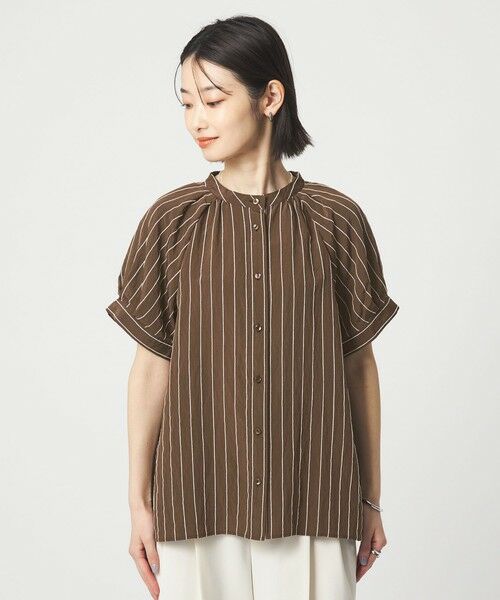 green label relaxing / グリーンレーベル リラクシング シャツ・ブラウス | スタンド ストライプ ブラウス | 詳細10