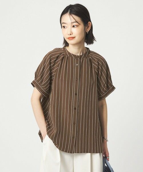 green label relaxing / グリーンレーベル リラクシング シャツ・ブラウス | スタンド ストライプ ブラウス | 詳細6