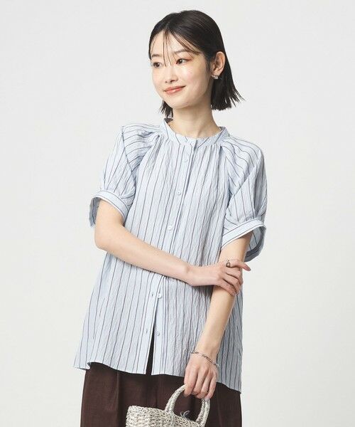 green label relaxing / グリーンレーベル リラクシング シャツ・ブラウス | スタンド ストライプ ブラウス | 詳細17