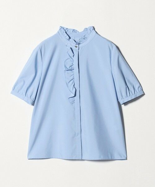 green label relaxing / グリーンレーベル リラクシング シャツ・ブラウス | フリル ディテール ショートスリーブ ブラウス（LT.BLUE）