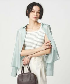 green label relaxing / グリーンレーベル リラクシング カットソー | ブライトリブ デコルテ フレンチスリーブ プルオーバー カットソー