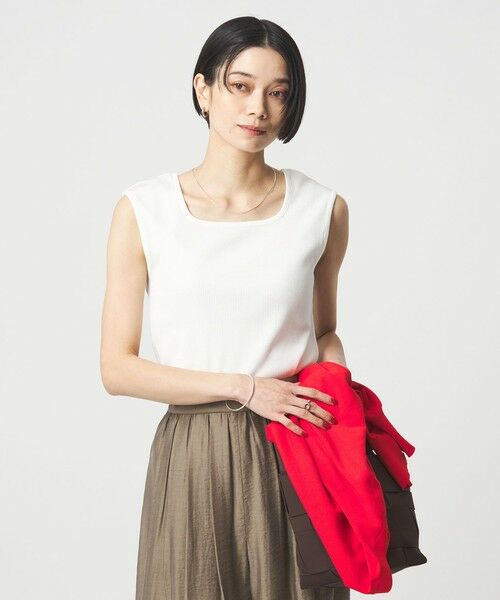 green label relaxing / グリーンレーベル リラクシング カットソー | ブライトリブ デコルテ フレンチスリーブ プルオーバー カットソー | 詳細1