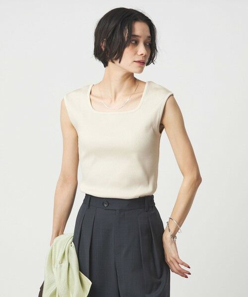 green label relaxing / グリーンレーベル リラクシング カットソー | ブライトリブ デコルテ フレンチスリーブ プルオーバー カットソー | 詳細9