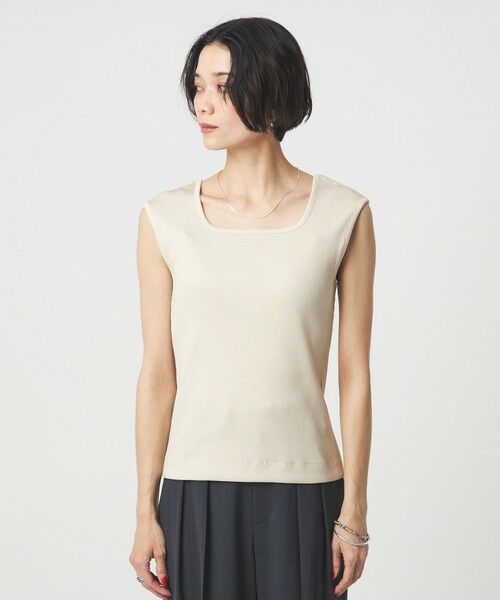 green label relaxing / グリーンレーベル リラクシング カットソー | ブライトリブ デコルテ フレンチスリーブ プルオーバー カットソー | 詳細12