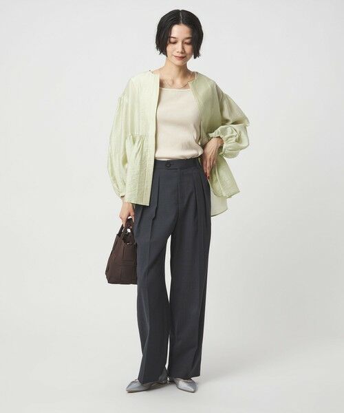 green label relaxing / グリーンレーベル リラクシング カットソー | ブライトリブ デコルテ フレンチスリーブ プルオーバー カットソー | 詳細10