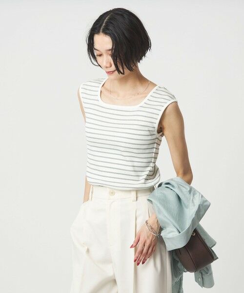 green label relaxing / グリーンレーベル リラクシング カットソー | ブライトリブ デコルテ フレンチスリーブ プルオーバー カットソー | 詳細26