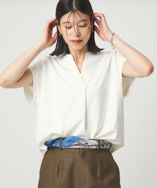 green label relaxing / グリーンレーベル リラクシング カットソー | 【WEB限定】＜at ease＞スキッパー カットソー 接触冷感 UVカット 遮熱 | 詳細1