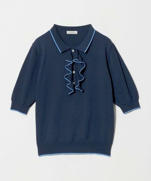 green label relaxing / グリーンレーベル リラクシング ニット・セーター | フリル ポロニット（NAVY）
