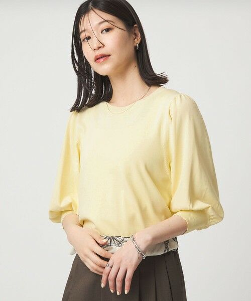 green label relaxing / グリーンレーベル リラクシング ニット・セーター | 【WEB限定】＜at ease＞袖ボリューム ニット ウォッシャブル 接触冷感 UVカット 遮熱（YELLOW）