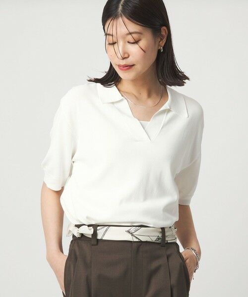 green label relaxing / グリーンレーベル リラクシング ニット・セーター | 【WEB限定】＜at ease＞エリツキ スキッパー ニット 接触冷感 UVカット 遮熱 | 詳細1