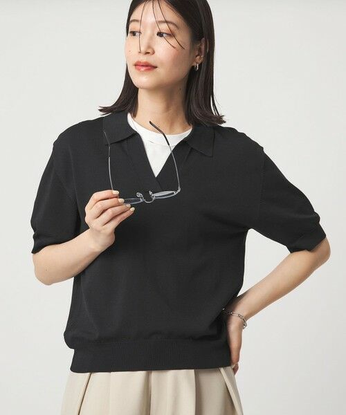 green label relaxing / グリーンレーベル リラクシング ニット・セーター | 【WEB限定】＜at ease＞エリツキ スキッパー ニット 接触冷感 UVカット 遮熱 | 詳細5