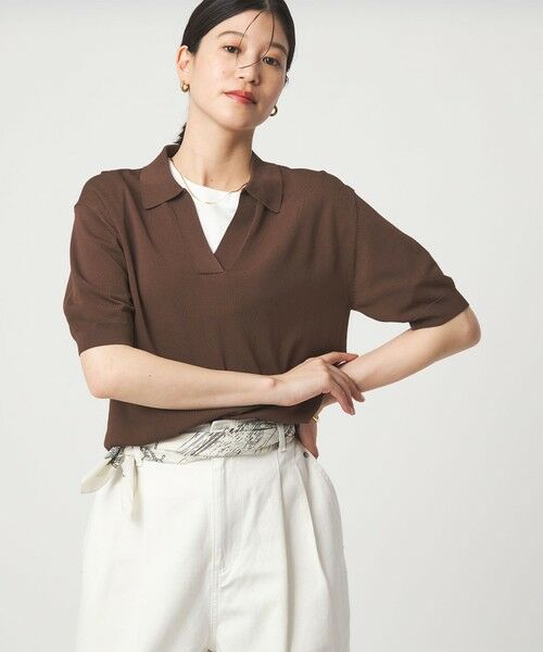 green label relaxing / グリーンレーベル リラクシング ニット・セーター | 【WEB限定】＜at ease＞エリツキ スキッパー ニット 接触冷感 UVカット 遮熱 | 詳細9