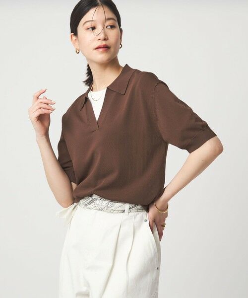 green label relaxing / グリーンレーベル リラクシング ニット・セーター | 【WEB限定】＜at ease＞エリツキ スキッパー ニット 接触冷感 UVカット 遮熱 | 詳細10