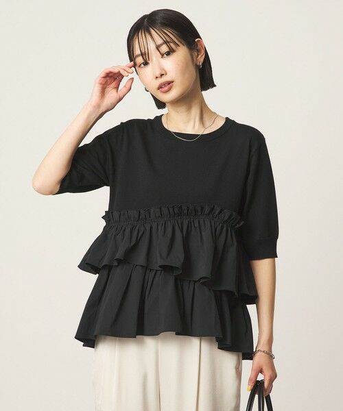 green label relaxing / グリーンレーベル リラクシング ニット・セーター | ティアード ドッキング 5分袖 プルオーバー ニット | 詳細3