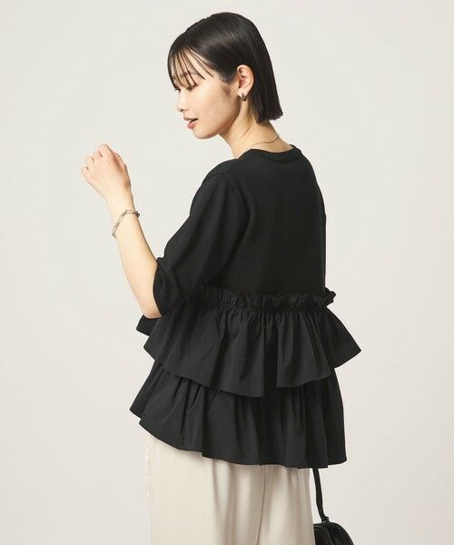 green label relaxing / グリーンレーベル リラクシング ニット・セーター | ティアード ドッキング 5分袖 プルオーバー ニット | 詳細4