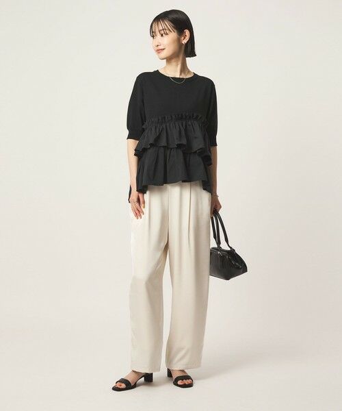 green label relaxing / グリーンレーベル リラクシング ニット・セーター | ティアード ドッキング 5分袖 プルオーバー ニット | 詳細5