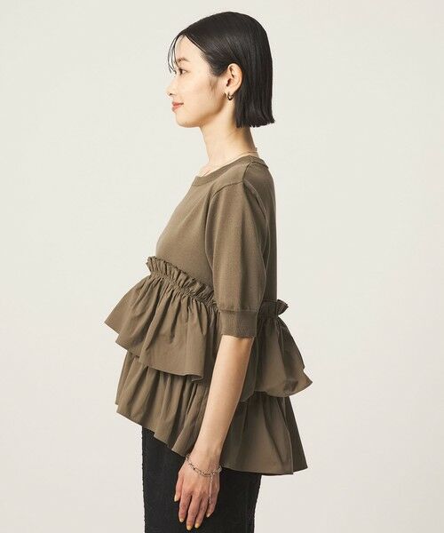 green label relaxing / グリーンレーベル リラクシング ニット・セーター | ティアード ドッキング 5分袖 プルオーバー ニット | 詳細13