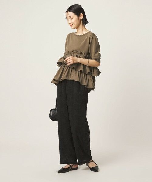 green label relaxing / グリーンレーベル リラクシング ニット・セーター | ティアード ドッキング 5分袖 プルオーバー ニット | 詳細11