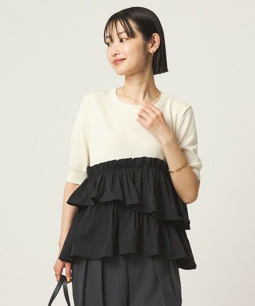 green label relaxing / グリーンレーベル リラクシング ニット・セーター | ティアード ドッキング 5分袖 プルオーバー ニット | 詳細19