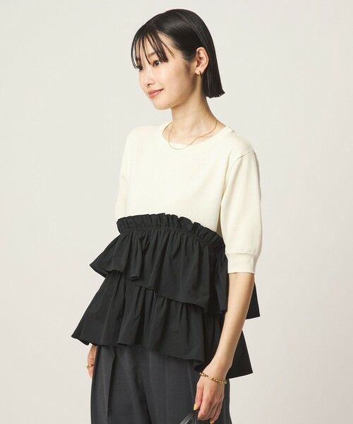 green label relaxing / グリーンレーベル リラクシング ニット・セーター | ティアード ドッキング 5分袖 プルオーバー ニット | 詳細21