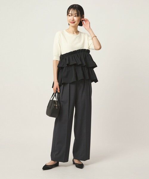 green label relaxing / グリーンレーベル リラクシング ニット・セーター | ティアード ドッキング 5分袖 プルオーバー ニット | 詳細22