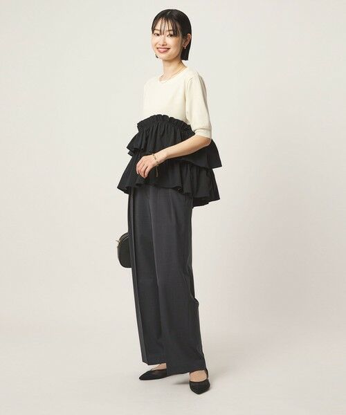 green label relaxing / グリーンレーベル リラクシング ニット・セーター | ティアード ドッキング 5分袖 プルオーバー ニット | 詳細23