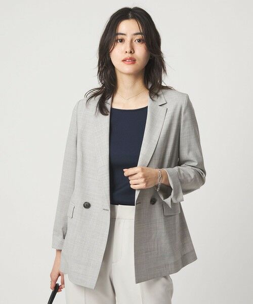 green label relaxing / グリーンレーベル リラクシング テーラードジャケット | ［size SHORTあり］ライト カチリラ ダブルジャケット（LT.GRAY）