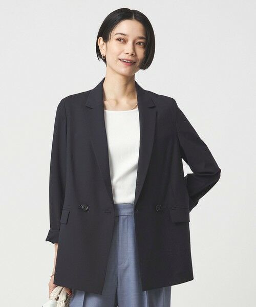green label relaxing / グリーンレーベル リラクシング テーラードジャケット | ［size SHORTあり］ライト カチリラ ダブルジャケット（NAVY）