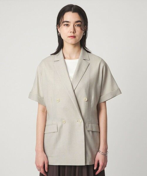 green label relaxing / グリーンレーベル リラクシング テーラードジャケット | ［size SHORTあり］ライト リネンライク ハーフスリーブ ジャケット UVカット 通気性 | 詳細10