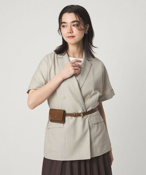 green label relaxing / グリーンレーベル リラクシング テーラードジャケット | ［size SHORTあり］ライト リネンライク ハーフスリーブ ジャケット UVカット 通気性 | 詳細1