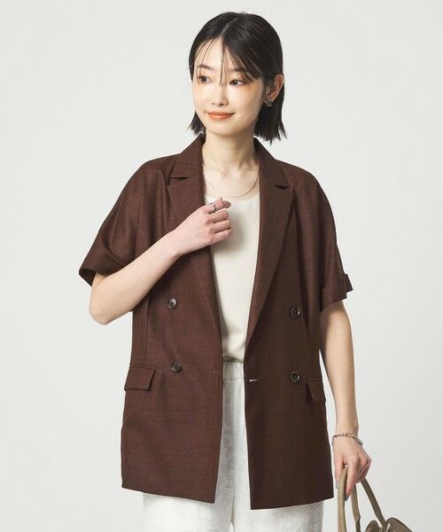 green label relaxing / グリーンレーベル リラクシング テーラードジャケット | ［size SHORTあり］ライト リネンライク ハーフスリーブ ジャケット UVカット 通気性 | 詳細16