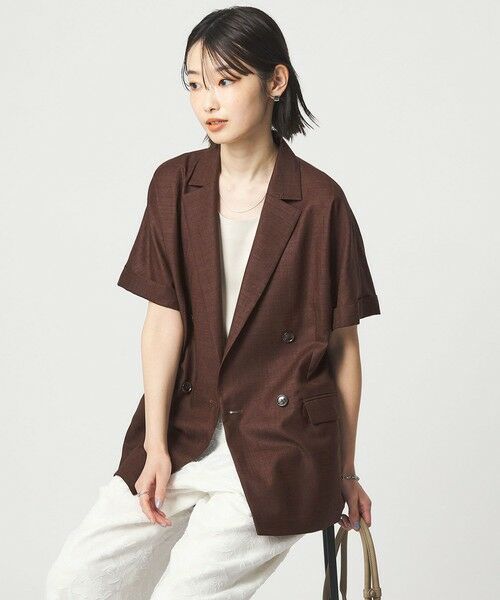 green label relaxing / グリーンレーベル リラクシング テーラードジャケット | ［size SHORTあり］ライト リネンライク ハーフスリーブ ジャケット UVカット 通気性 | 詳細16