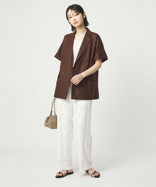 green label relaxing / グリーンレーベル リラクシング テーラードジャケット | ［size SHORTあり］ライト リネンライク ハーフスリーブ ジャケット UVカット 通気性 | 詳細20