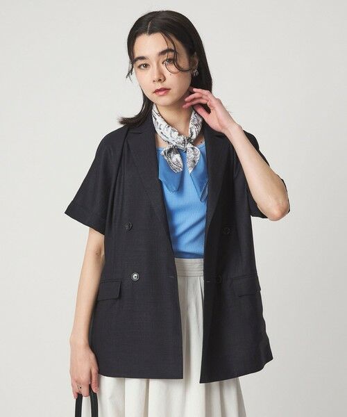 green label relaxing / グリーンレーベル リラクシング テーラードジャケット | ［size SHORTあり］ライト リネンライク ハーフスリーブ ジャケット UVカット 通気性 | 詳細22