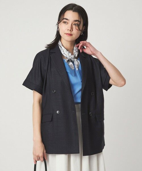 green label relaxing / グリーンレーベル リラクシング テーラードジャケット | ［size SHORTあり］ライト リネンライク ハーフスリーブ ジャケット UVカット 通気性 | 詳細23