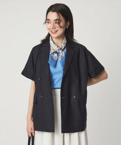 green label relaxing / グリーンレーベル リラクシング テーラードジャケット | ［size SHORTあり］ライト リネンライク ハーフスリーブ ジャケット UVカット 通気性 | 詳細24