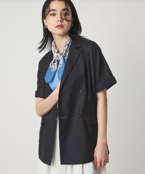 green label relaxing / グリーンレーベル リラクシング テーラードジャケット | ［size SHORTあり］ライト リネンライク ハーフスリーブ ジャケット UVカット 通気性 | 詳細25