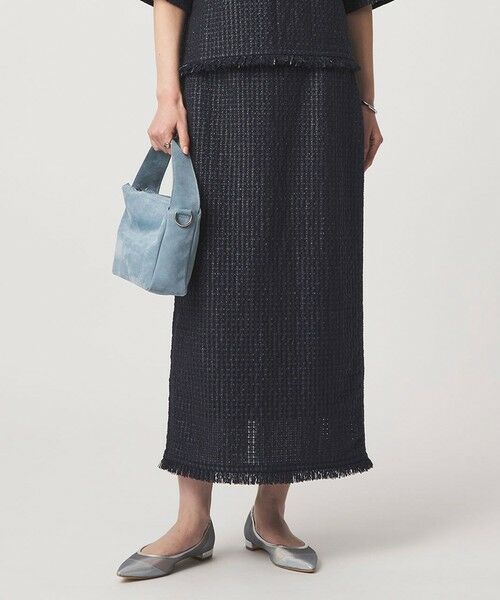 green label relaxing / グリーンレーベル リラクシング ロング・マキシ丈スカート | ラティス ツイードライク タイトスカート（NAVY）