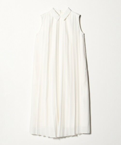 green label relaxing / グリーンレーベル リラクシング ロング・マキシ丈ワンピース | エリツキ プリーツ ノースリーブ ワンピース（OFF WHITE）