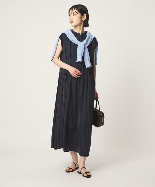 green label relaxing / グリーンレーベル リラクシング ロング・マキシ丈ワンピース | サテン ギャザー フレンチスリーブ ワンピース | 詳細12